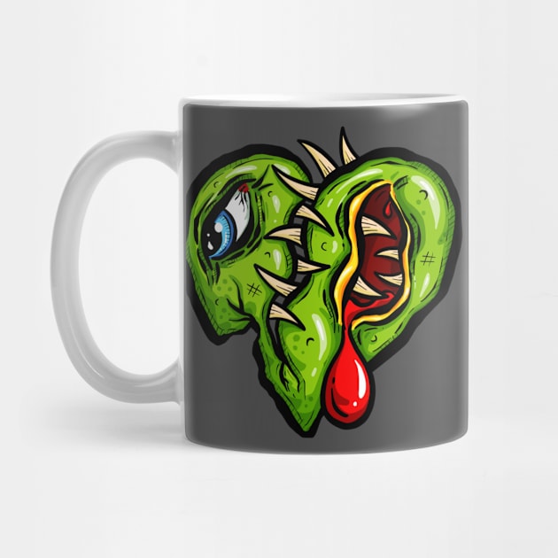 Zombie Heart Blood Teeth Green Valentines by Squeeb Creative